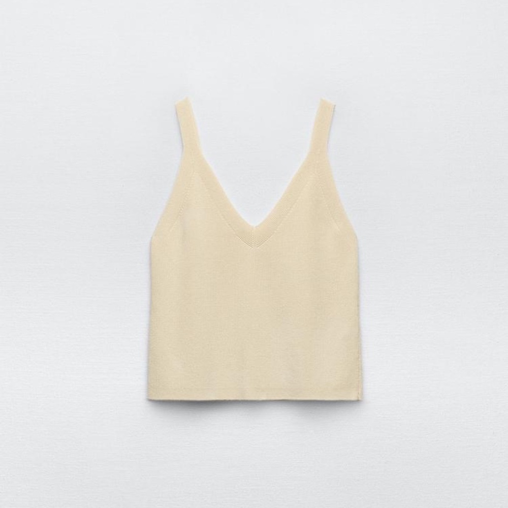 ZARA STRAPPY KNIT TOP VANILLA  SIZE MEDIUM